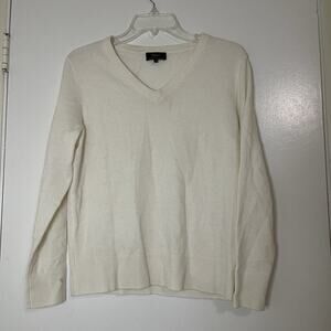 QUINCE. mongolian cashmere vneck knit ivory cream sweater medium